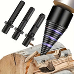 Un juego de brocas de separación de bloques de madera hechas de metal, y tres tornillos adaptables
