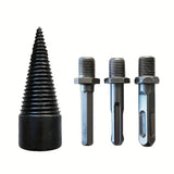 Un juego de brocas de separación de bloques de madera hechas de metal, y tres tornillos adaptables